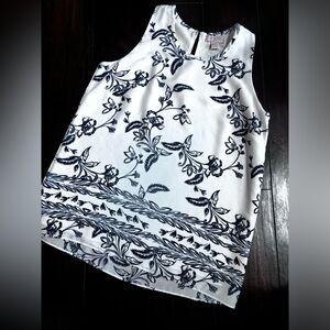 Blue and White Print Tank